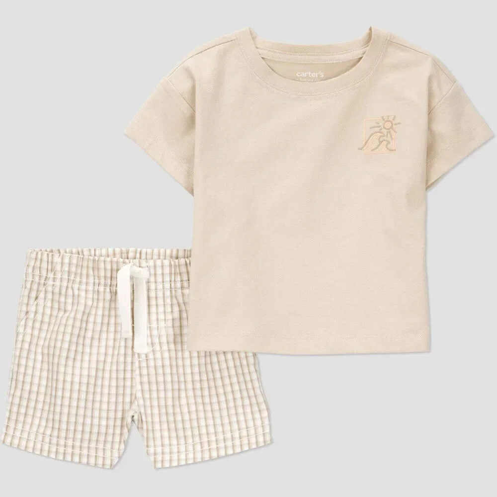 Carter's Just One You® Baby Boys' Gingham Shortalls Set - Brown 18M: Classic Pa